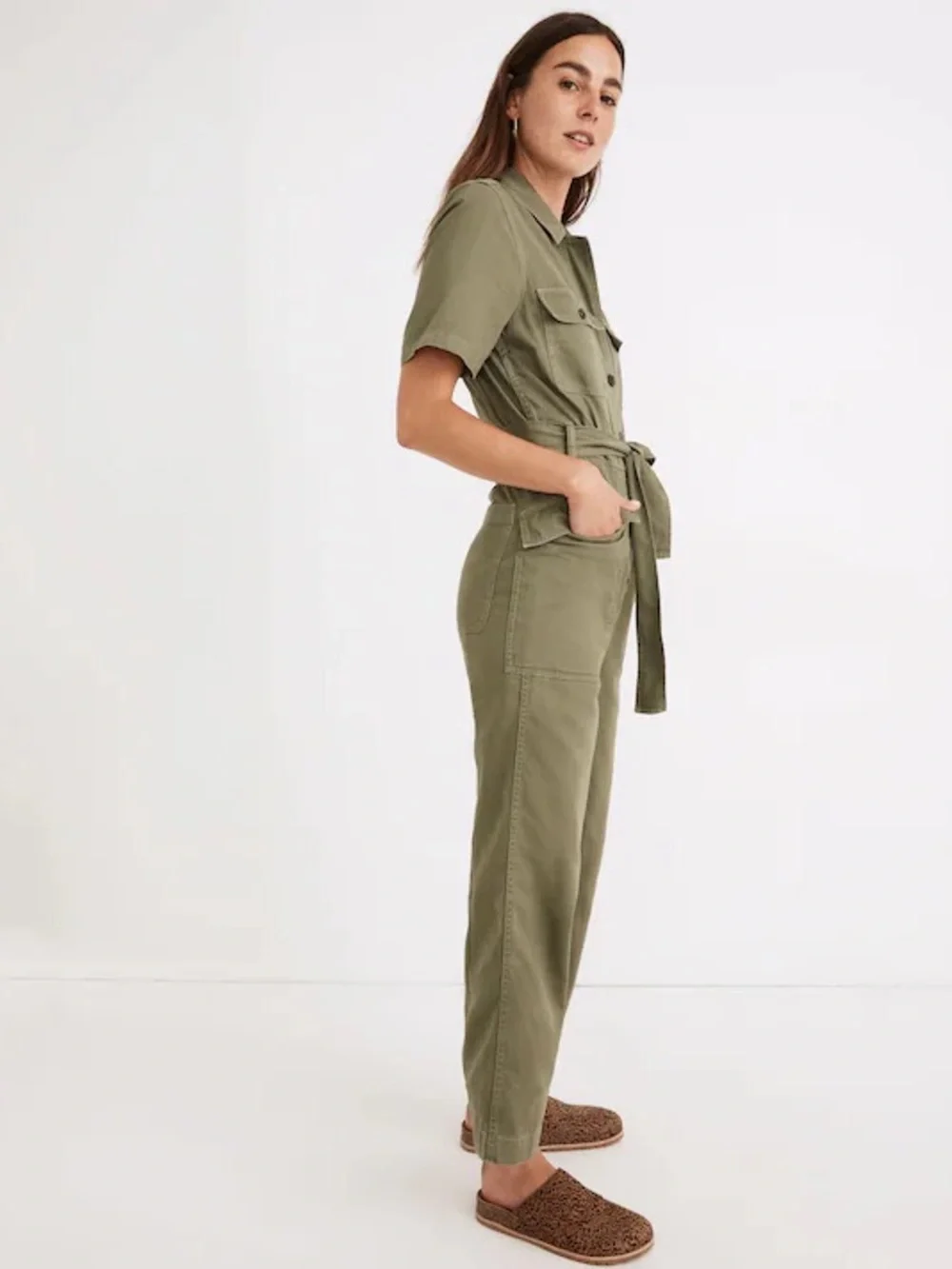 Madewell Olive Green Utility Belted Jumpsuit